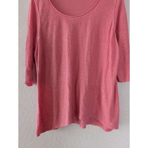 Eileen Fisher Linen Top Sz 1X Coral Pink Quiet Luxury Minimalist Coastal Blouse - Picture 5 of 9